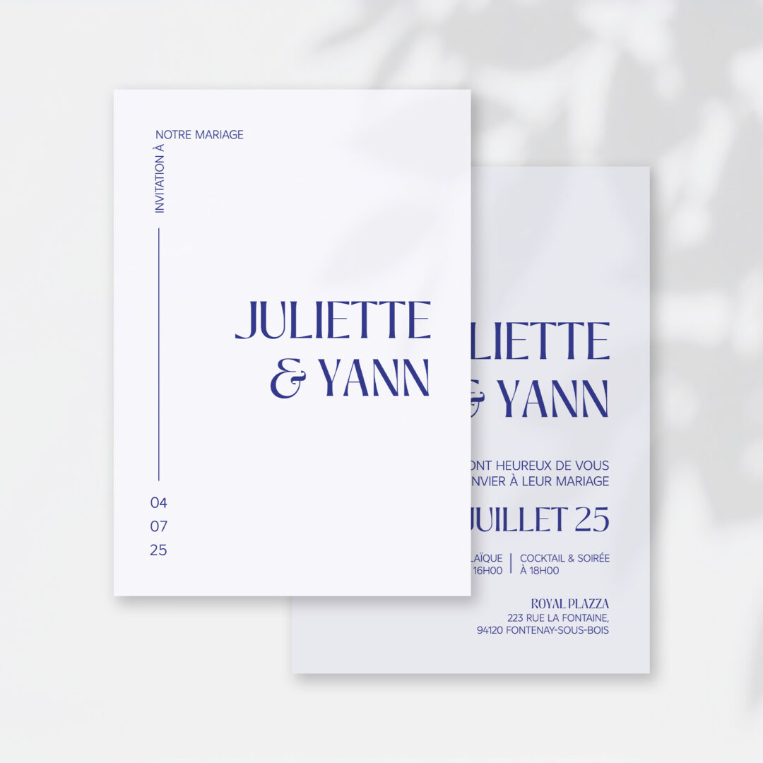 faire-part élégant format A5 recto verso mariage